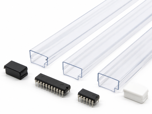 Tubos de circuito integrado antiestáticos de PVC macio transparente para embalagens de chips DIP