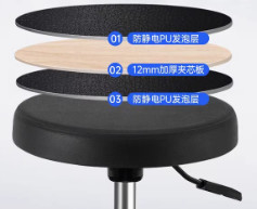 Cadeira de sala limpa ESD ESD PU Couro ESD Polyurethane Casters Resistência de superfície 106-109Ω para instalações de pesquisa seguras ESD