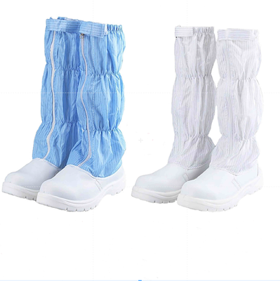 PU Couro 5mm Tecido Antistático Branco Azul Botas de Sala Limpa Respiráveis Reutilizáveis