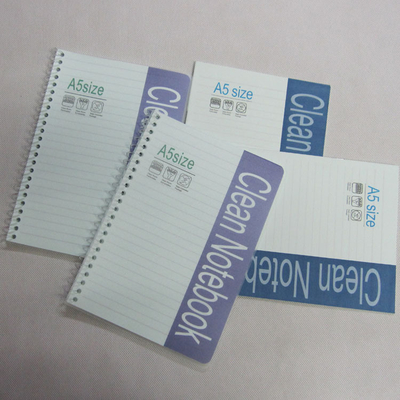 O PVC cobre o caderno espiral 50 da sala de limpeza sem fiapos das páginas A5
