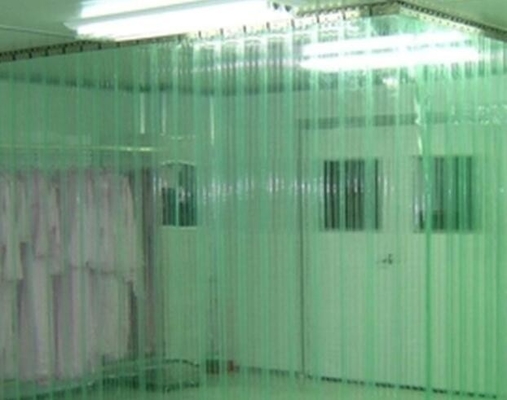 Cortinas de porta antiestáticas verdes ESD da tira do vinil do Pvc para a indústria/sala de limpeza