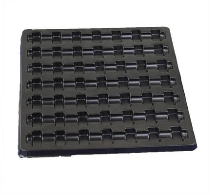 Bandejas ESD Pretas Personalizadas para Armazenamento e Transporte de Componentes Eletrônicos com Material PET, PP ou PS Configurável e Layout de Compartimentos